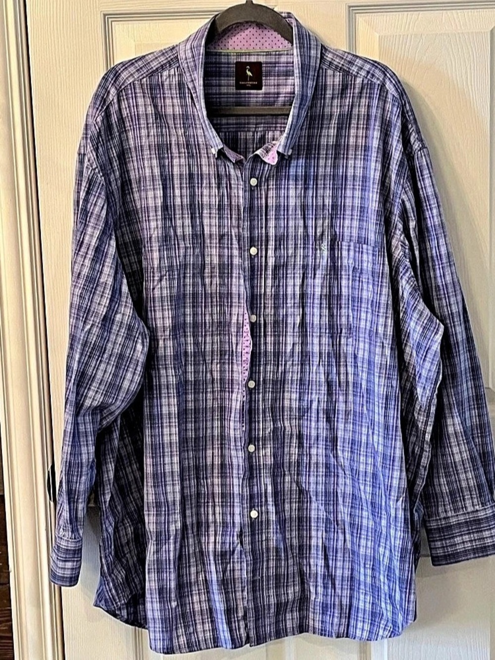 TailorByrd Men's Plaid Cotton Button Down 4XL Like New